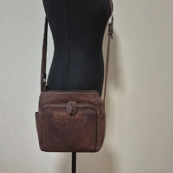 Vintage Fossil Brown Pebbled Leather Morgan Crossbody Purse Gently Loved - Picture 3 of 16